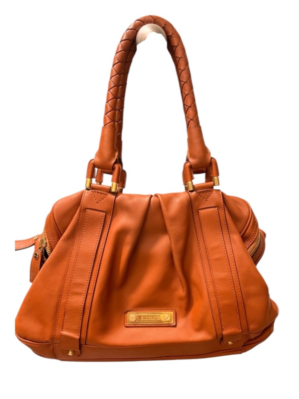 Burberry Tan Braided-Handle Shoulder Bag